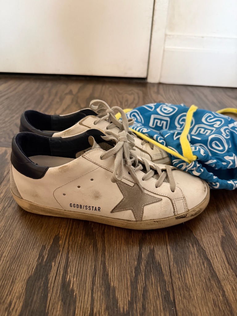 Golden Goose Women's White Leather Sneakers With Gray Star